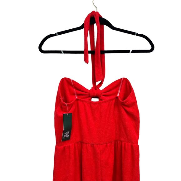 Wild Fable Womens Halter Romper Tie Neck Stretch Terry Cloth Red Size S - Picture 6 of 7